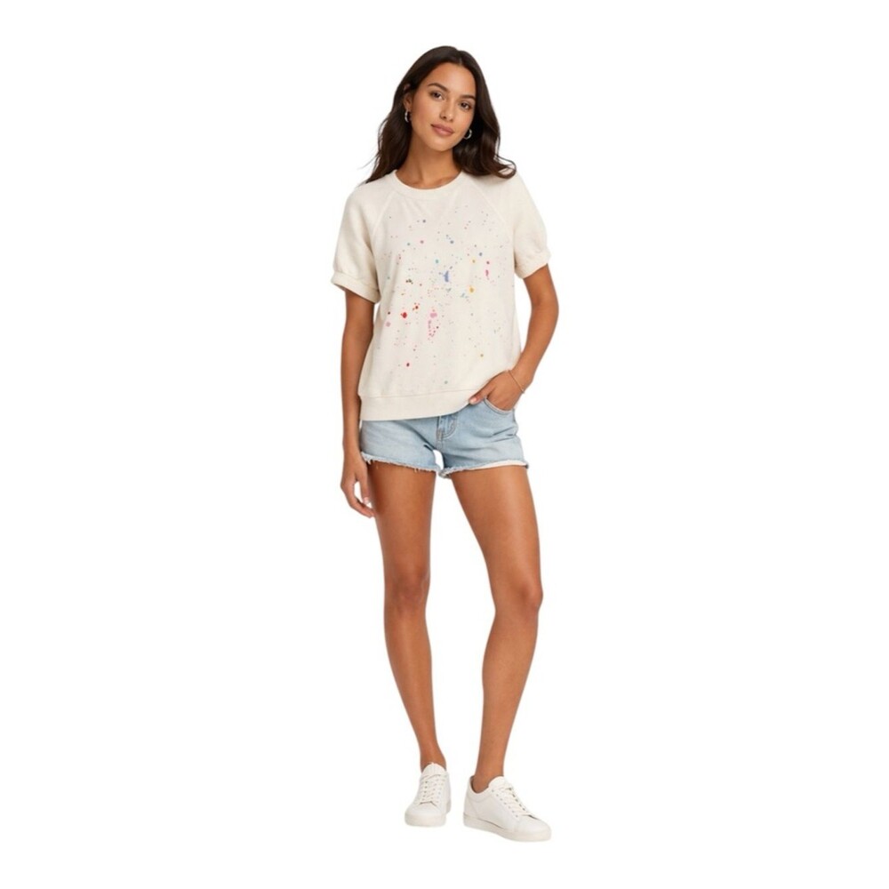 PJ Salvage Paint Splatter Sweatshirt Top Small Cotton Blend Cozy Lounge Pullover